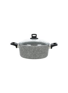 ALBERTO 9 Piece Cookware Set With Glass Lid Granite Gray Stone  - Image 5