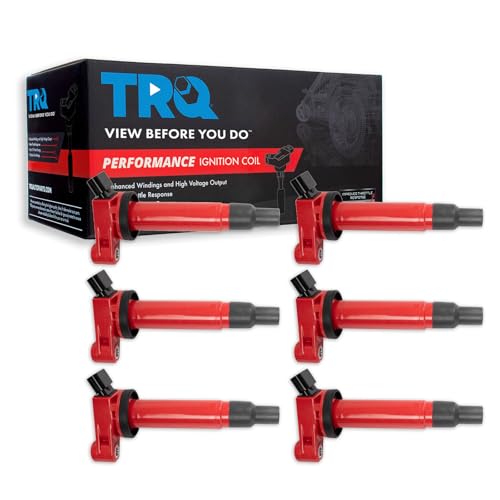 TRQ Ignition Coil Set 6 Piece High Temperature Epoxy Compatible with 9903 Lexus ES300 RX300 0406 ES330 RX330 0608 RX400h 0004 Toyota Avalon 0206 Camry 0108 Highlander 0106 Sienna 0408 Solara - Image 1