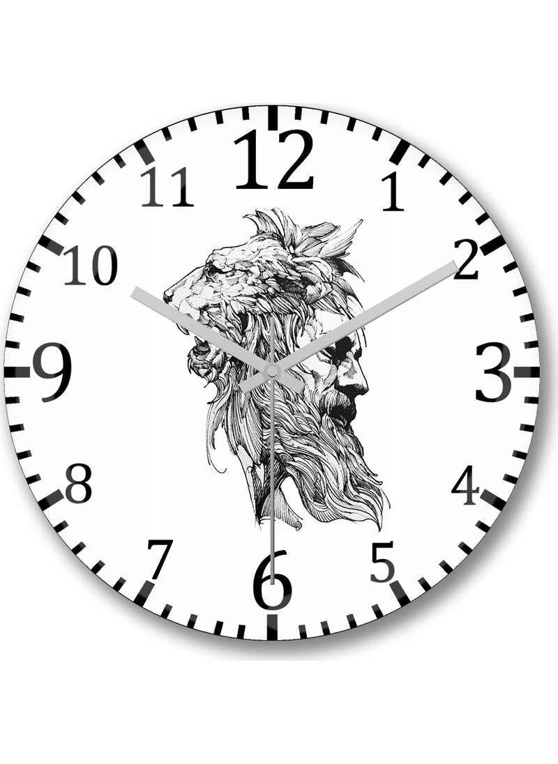 Baskı Dükkanı Print Shop Lion Reggae Wall Clock Curved Real Glass 