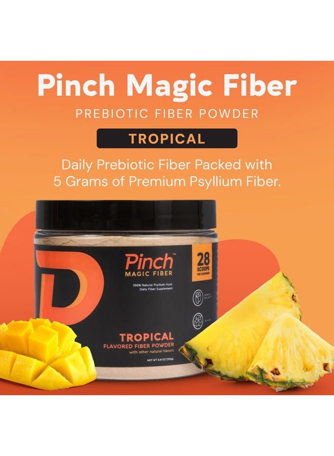 Pinch SUGAR FREE MAGIC FIBER POWDER - Psyllium husk with mild tropical flavor, bromelain and vitamins C & D. Vegan, Gluten Free, Clean Label, Made in USA, GMP-C. - Image 3