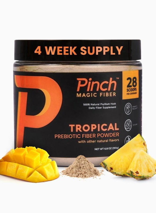 Pinch SUGAR FREE MAGIC FIBER POWDER - Psyllium husk with mild tropical flavor, bromelain and vitamins C & D. Vegan, Gluten Free, Clean Label, Made in USA, GMP-C. - Image 1