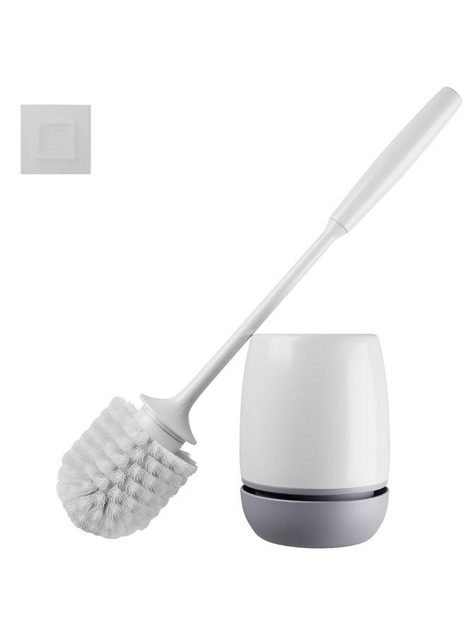 VANZAVANZU Toilet Brush, Toilet Bowl Brush and Holder Set for Bathroom, Toilet Cleaning Scrubber Cleaner Brush for Bathroom for Deep Cleaning with Stiff Plastic Bristle, Ventilated Holder, Wall Mount Hook (Grey) - Image 1