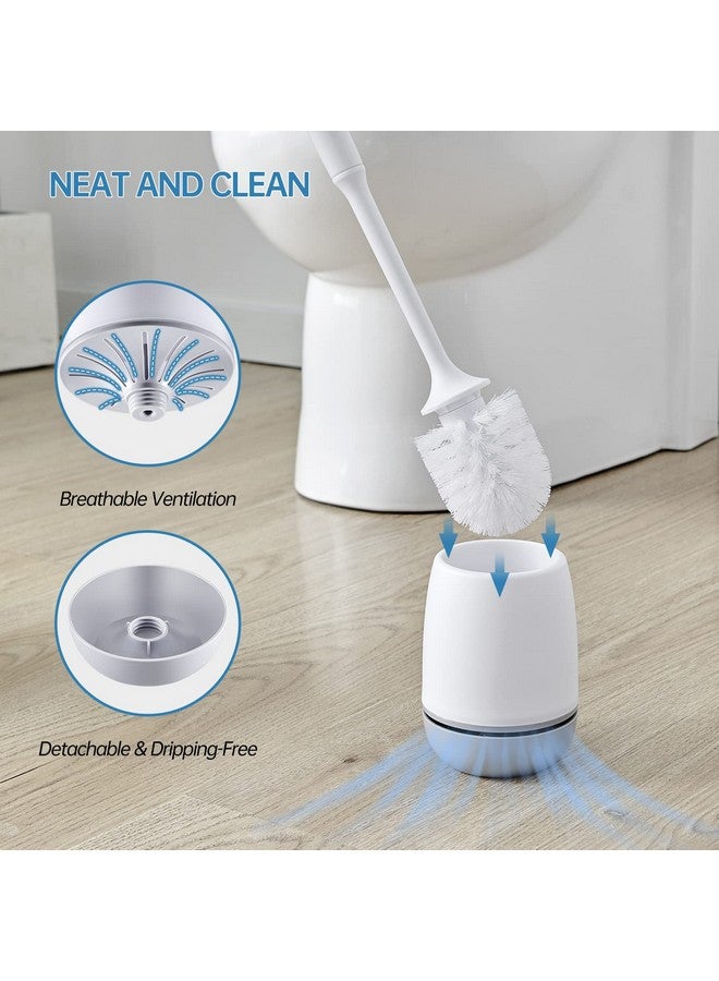 VANZAVANZU Toilet Brush, Toilet Bowl Brush and Holder Set for Bathroom, Toilet Cleaning Scrubber Cleaner Brush for Bathroom for Deep Cleaning with Stiff Plastic Bristle, Ventilated Holder, Wall Mount Hook (Grey) - Image 2