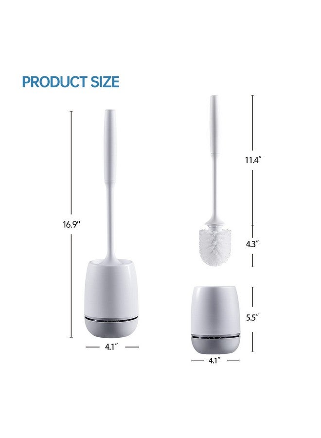 VANZAVANZU Toilet Brush, Toilet Bowl Brush and Holder Set for Bathroom, Toilet Cleaning Scrubber Cleaner Brush for Bathroom for Deep Cleaning with Stiff Plastic Bristle, Ventilated Holder, Wall Mount Hook (Grey) - Image 5