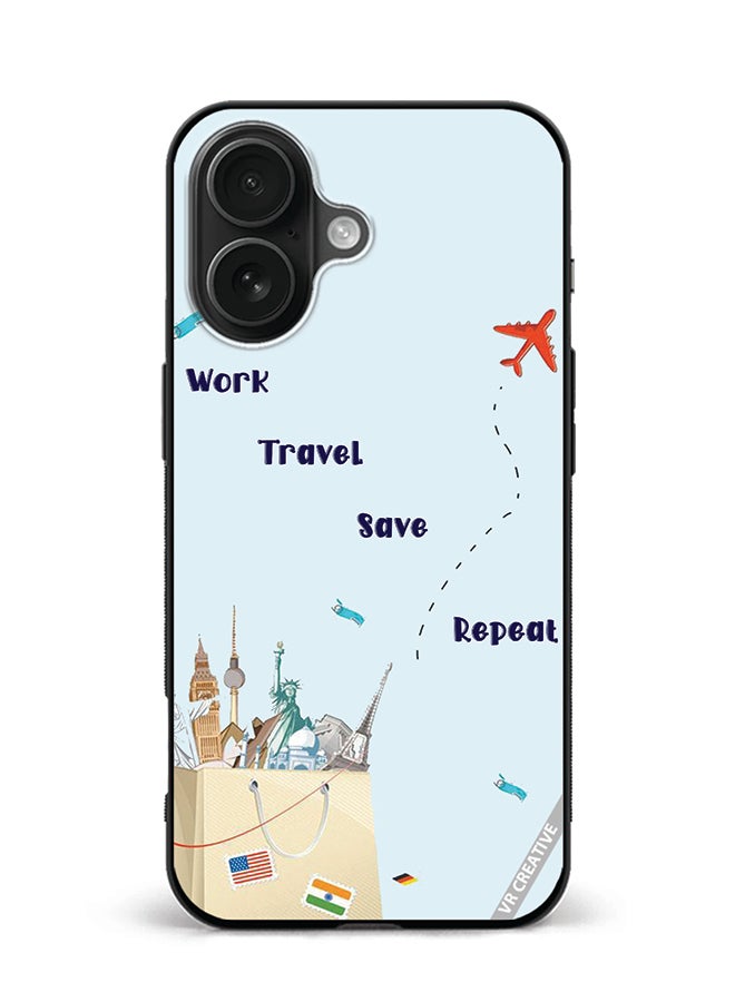 Protective Case Cover For Apple iPhone 16 Plus Travel Quotes Design Multicolour