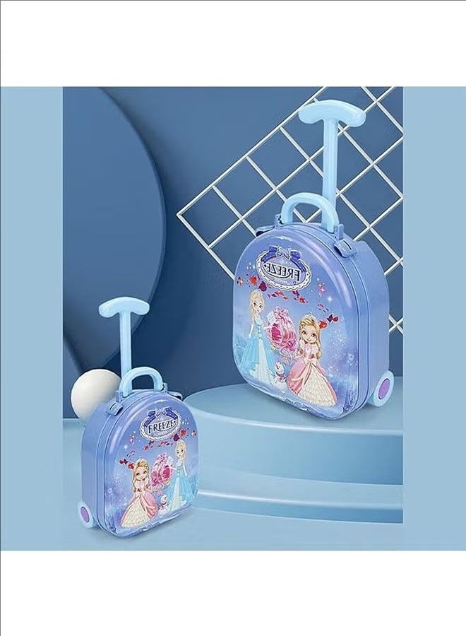 بلومنغ تايم مجموعة مكياج ألعاب للبنات ألعاب تلبيس ، طاولة مكياج قابلة للطي ، حقيبة قابلة للإزالة ، أزرق - Image 4