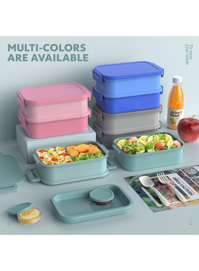 Jelife Bento Box Adult Lunch Box - 72oz Stackable Bento Lunch Box for Adults, 3 Layers All-in-One Large Bento Box Leak-Proof Lunchbox with Utensil Sauce Dressing Containers for Dining Out,Work, Green - Image 3