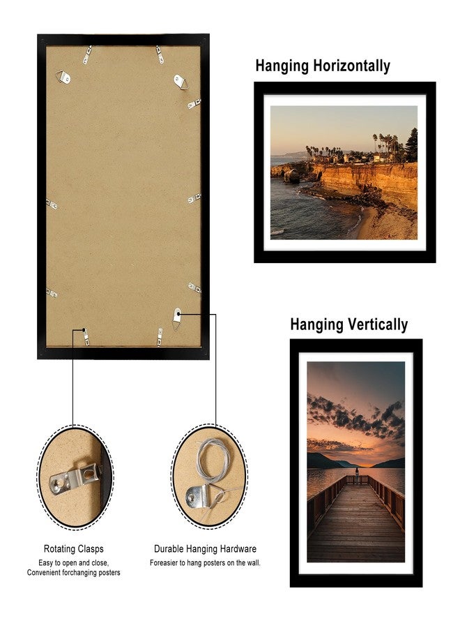 ccdcc 14x20 Poster Frame Set of 2, 14 x 20 Wood Picture Frames with Mat for 12x18, Wooden Photo Frame with Tempered Glass Cover for Wall Mounting Display, Black - Image 4
