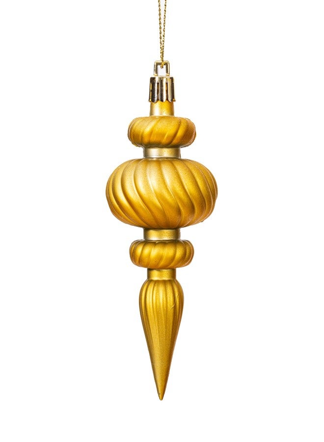 Vickerman 4" Gold 4-Finish Finial Ornament - Shatterproof Plastic Christmas Tree Decoration - 8 Pack, Gold Shiny, Matte, Glitter and Sequin Finishes - Reliable and Durable - Image 3