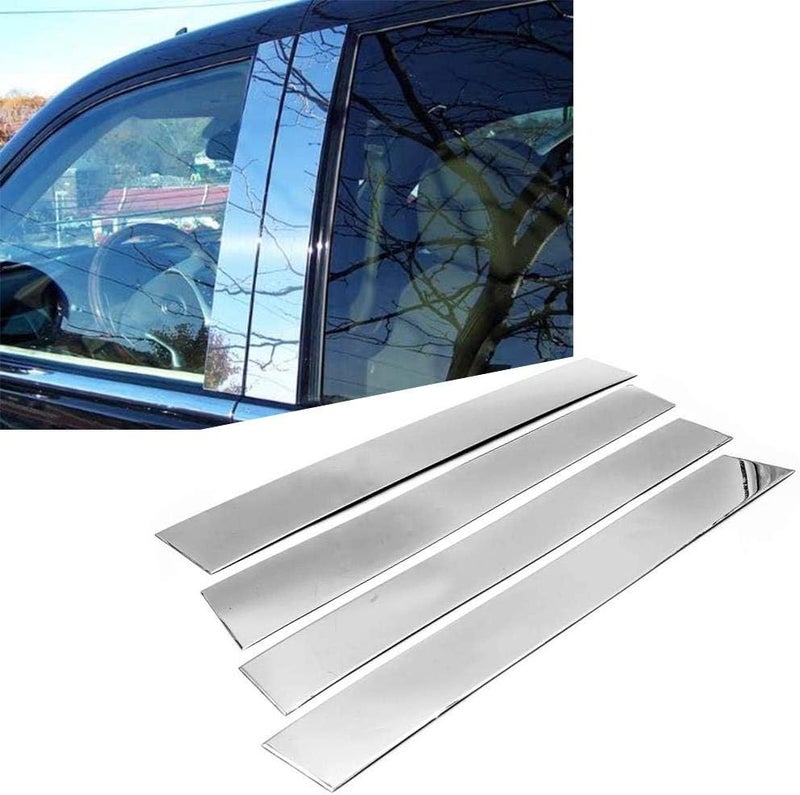 Overun Polished Stainless Steel Center Door Pillar Post Trim Set for 2007-2014 Cadillac Escalade - Image 1