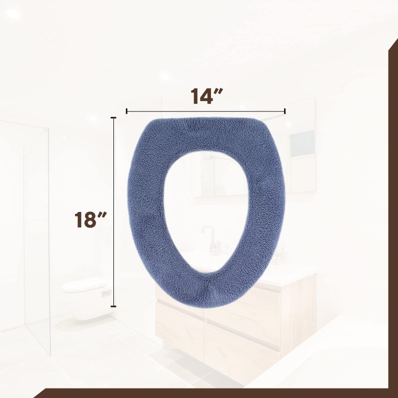 Warm-n-Comfy Soft Toilet Seat Cover - Plush, Thick Fabric Toilet Seat Warmer for Round & Elongated 14x18" Toilet Seats - Reusable, Machine-Washable, Easy-Install - Gift-Ready Packaging - Infinity Blue - Image 3