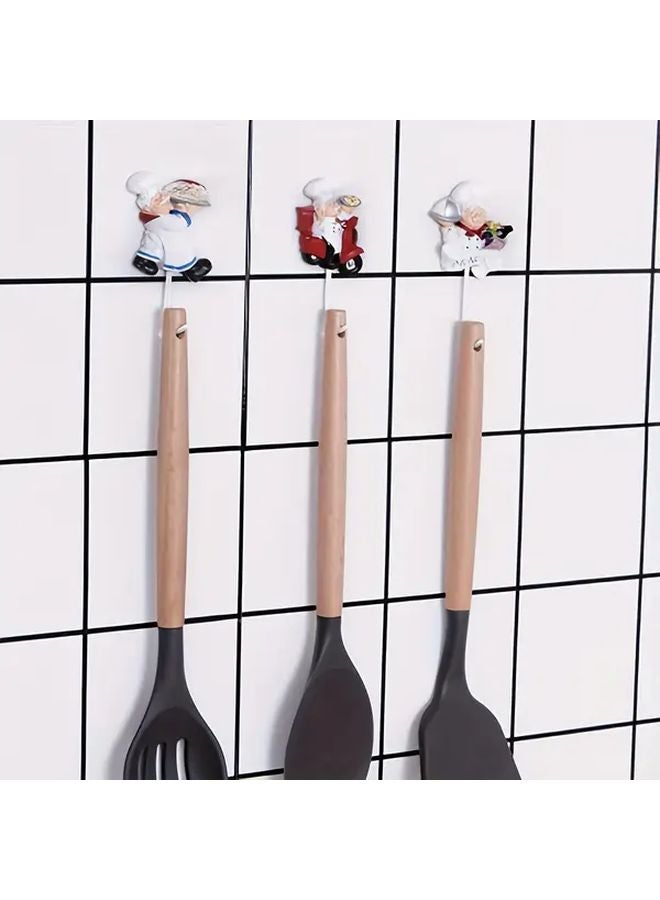 4pcs French Chef Wall Hooks Strong Adhesive Space Saving Home Kitchen Decor - Image 5