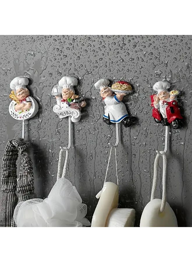 4pcs French Chef Wall Hooks Strong Adhesive Space Saving Home Kitchen Decor - Image 3