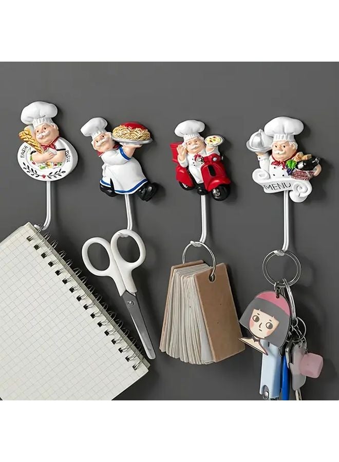 4pcs French Chef Wall Hooks Strong Adhesive Space Saving Home Kitchen Decor - Image 4
