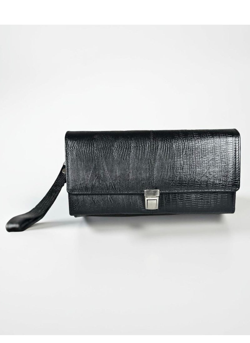 celora Ladies Genuine Leather Hand Clutch – Black Lizard Pattern | 25x14 cm | Celora  - Image 2