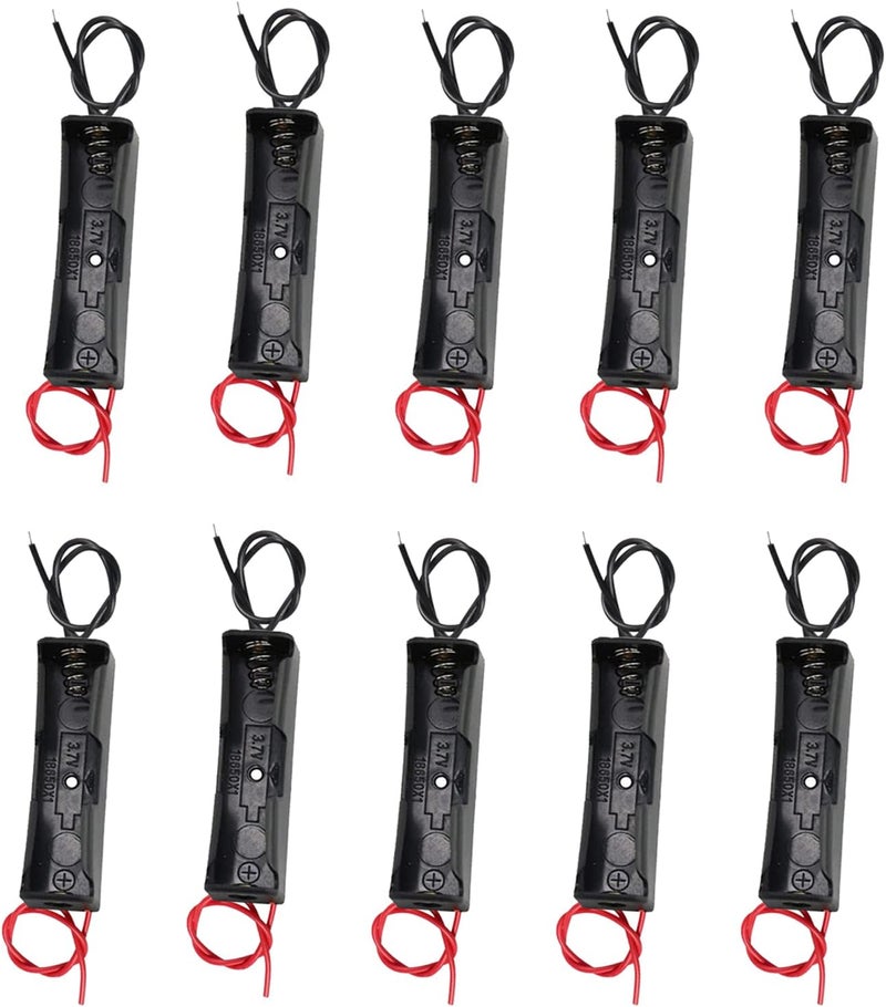 AEDIKO 10pcs 18650 Battery Holder 18650 Battery Clip 1 Slots 3.7V Plastic 18650 Battery Storage Box Case with Connect Cable - Image 1