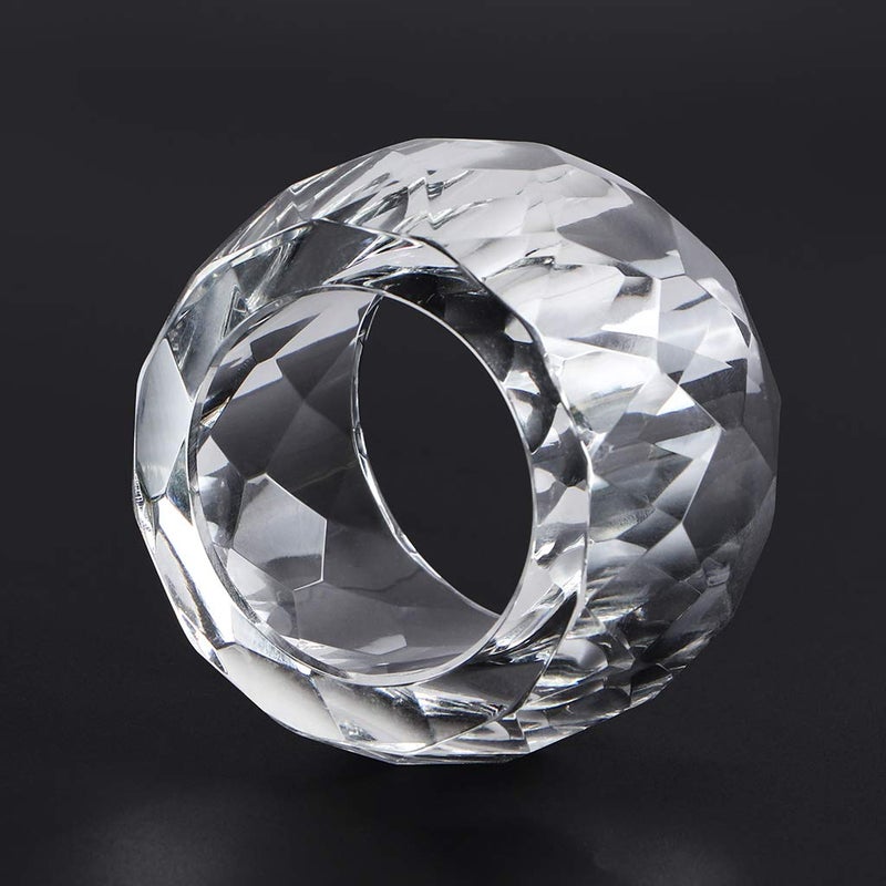 MDLUU 4 Pcs Crystal Napkin Rings  2.3"" Diameter Serviette Buckles  Clear Napkin Holder Rings for Christmas  Thanksgiving  Wedding (Diamond Shaped) - Image 1
