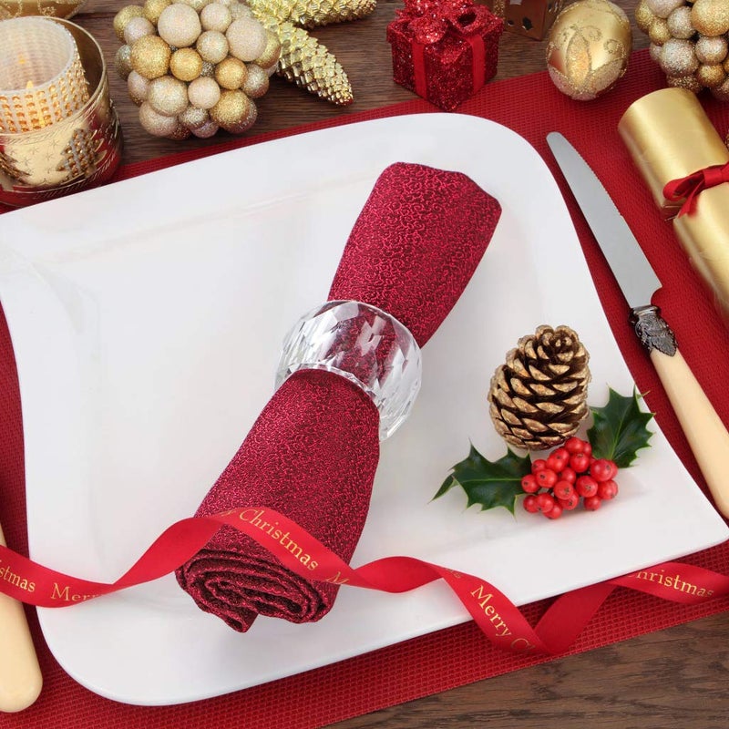 MDLUU 4 Pcs Crystal Napkin Rings  2.3"" Diameter Serviette Buckles  Clear Napkin Holder Rings for Christmas  Thanksgiving  Wedding (Diamond Shaped) - Image 4