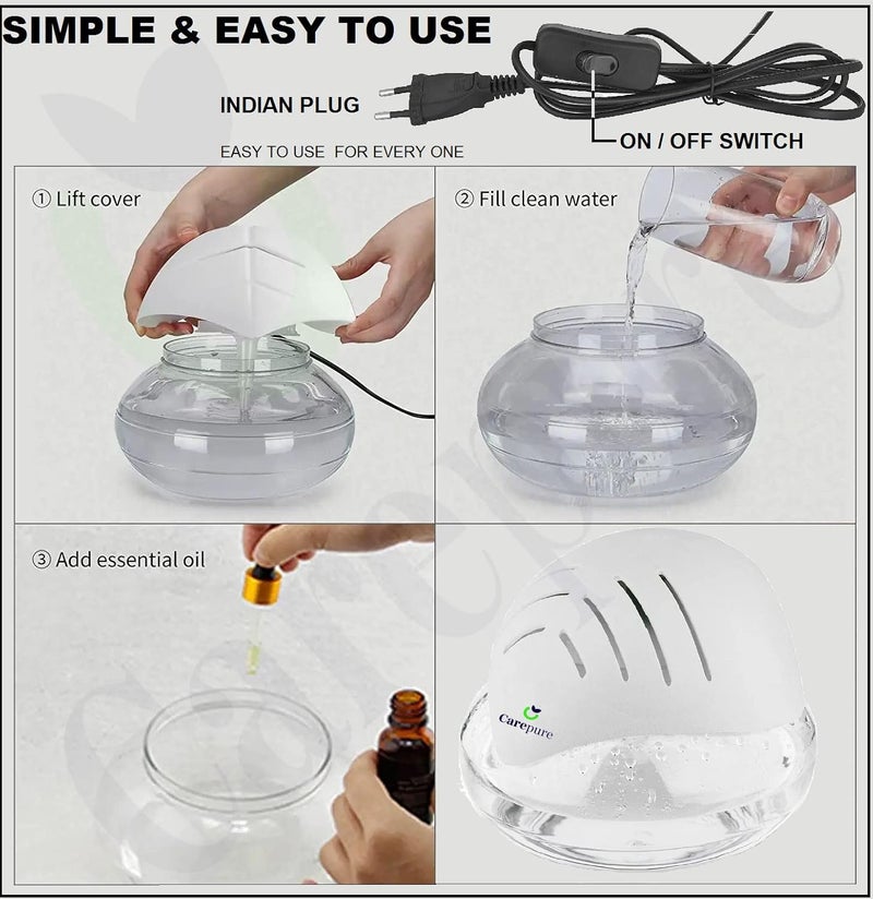 Carepure Water base Sea Shell Shape Air Purifier and Humidifier Aroma Diffuser Air Revitalizer MI606B Wooden - Image 4