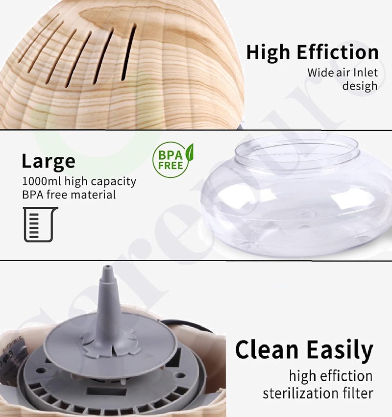 Carepure Water base Sea Shell Shape Air Purifier and Humidifier Aroma Diffuser Air Revitalizer MI606B Wooden - Image 5