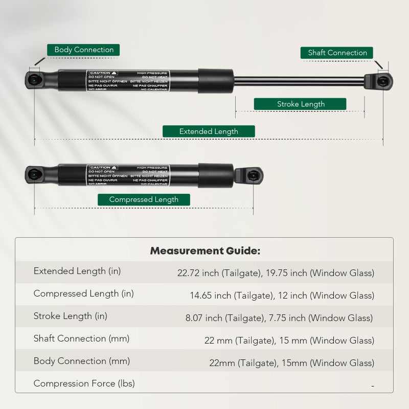 YHTAUTO 4PCS Rear Hatch Liftgate & Back Window Glass Lift Support Struts Replacement for 2007-2014 Chevy/GMC/Cadillac Models, Tahoe, Suburban 1500/2500, Yukon/Yukon XL, Escalade - Image 3