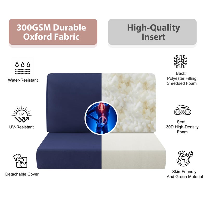 MuaMelop 7-Piece Patio Furniture Cushions Set, Replacement Outdoor Cushions for 4-Seat Patio Sectional, Waterproof & Fade Resistant Deep Seat Cushion for Outdoor Sofa, Navy Blue - Image 4