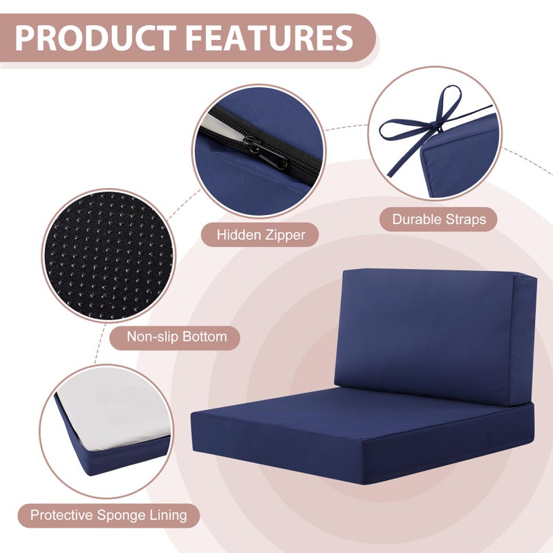 MuaMelop 7-Piece Patio Furniture Cushions Set, Replacement Outdoor Cushions for 4-Seat Patio Sectional, Waterproof & Fade Resistant Deep Seat Cushion for Outdoor Sofa, Navy Blue - Image 5