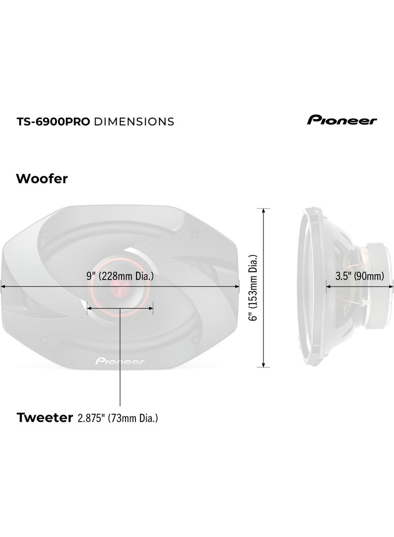 Pioneer TS-6900PRO, 2-Way Car Audio Speakers, Full Range, Clear Sound Quality, Easy Installation and Enhanced Bass Response, 6” x 9” speakers - Image 2
