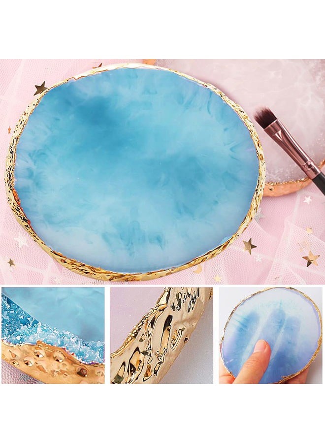 SUMAJU 2 Pieces Resin Nail Art Palette, Nail Art Painting Gel Palette Gold Edge Color Makeup Display Board Nail Art Display Cosmetic Mixing Tools - Image 5