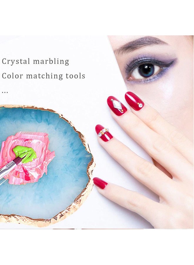SUMAJU 2 Pieces Resin Nail Art Palette, Nail Art Painting Gel Palette Gold Edge Color Makeup Display Board Nail Art Display Cosmetic Mixing Tools - Image 4