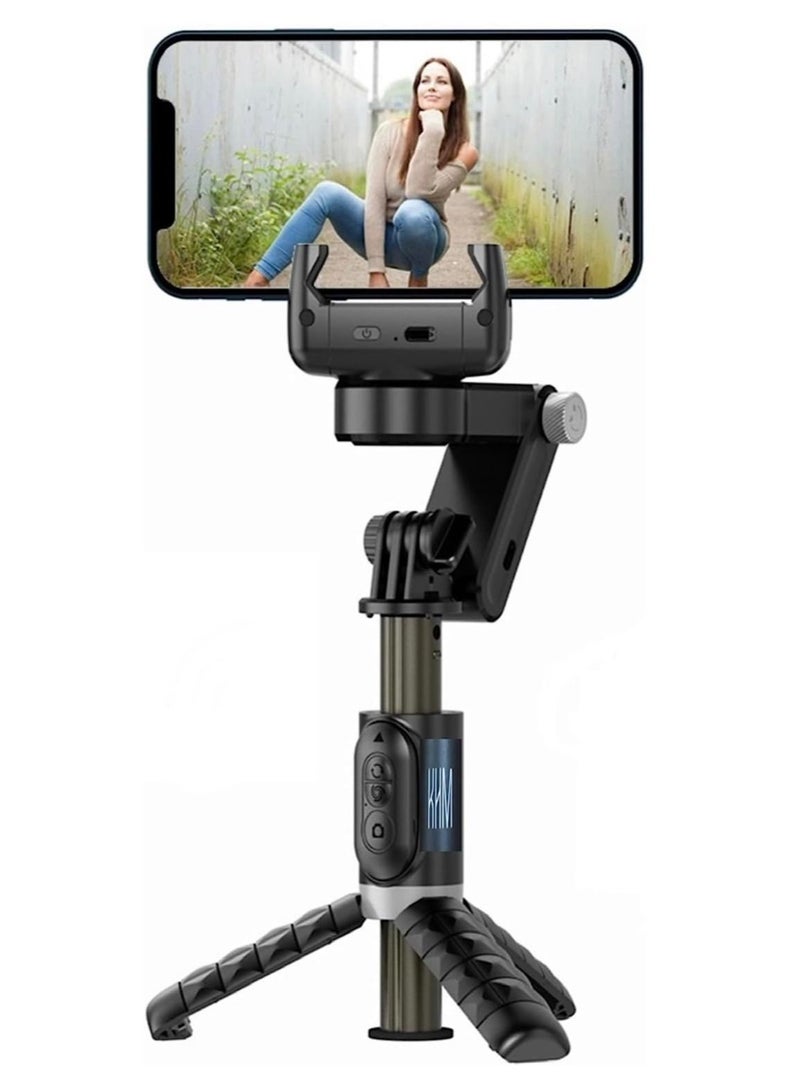 TIGER Gimbal Stabilizer Tripod for smartphones with light handheld or portable 360° rotation with face tracker and wireless remote control compatible with iPhone and Android - Image 1