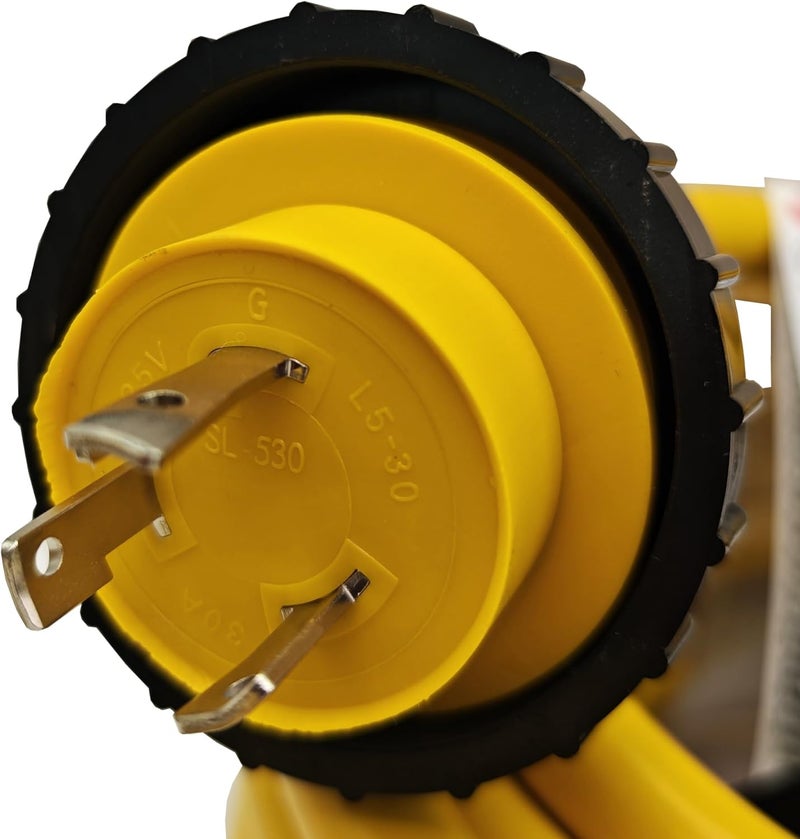 Park World 691975 RV Pigtail Shore Power 30A Male L5-30P to 5-15R Female 15A Dogbone Adapter Power Cord Twist Lock L5-30P Male to 5-15R Female (25FT) - Image 2