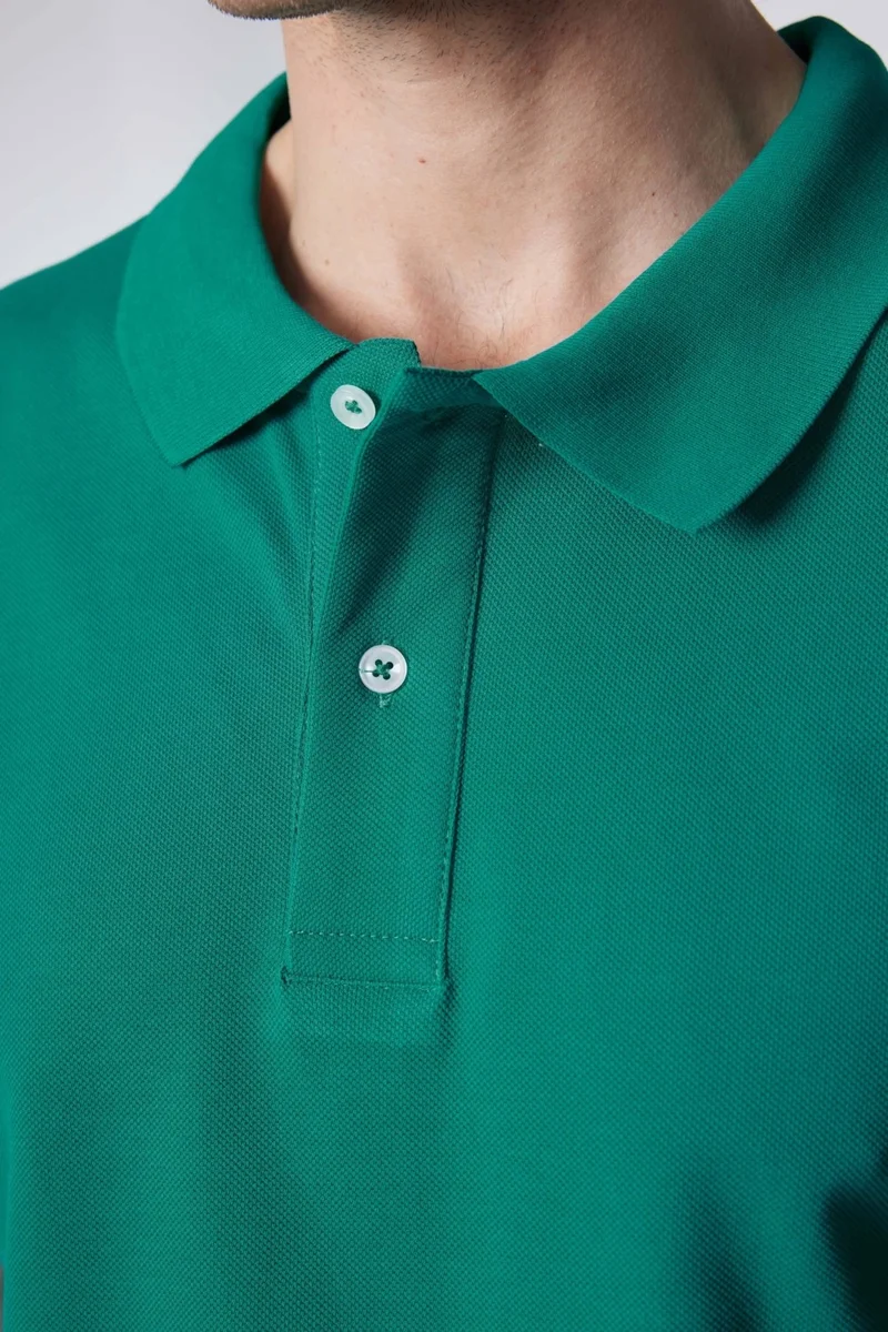 Tudors Men's Slim Fit Narrow Cut Cotton Plain Pique Green Polo Neck T-Shirt