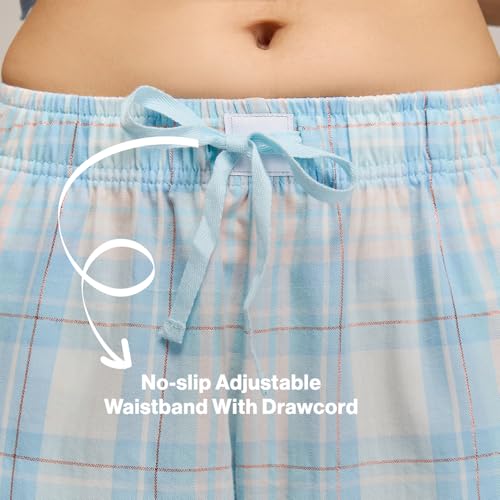 NYKD (NYS141 Checked Pure Cotton Pyjama Sleepwear Pants for Women | Relaxed Fit with Non-Slip Elasticated Waistband, Adjustable Drawcord & 2 Side Pockets | Ideal for Night, Lounge Blue - Image 4