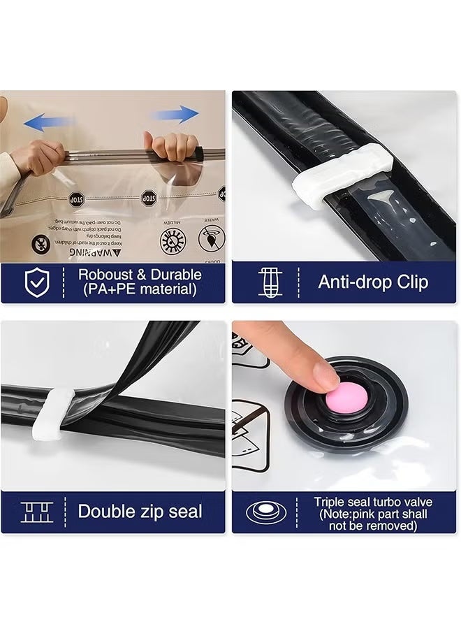 EFUMKE 4 vacuum storage bags (40*60cm), space-saving, equipped with a travel hand pump, compression seal bag, suitable for clothes, bedding, pillows, quilts, blankets - Image 2