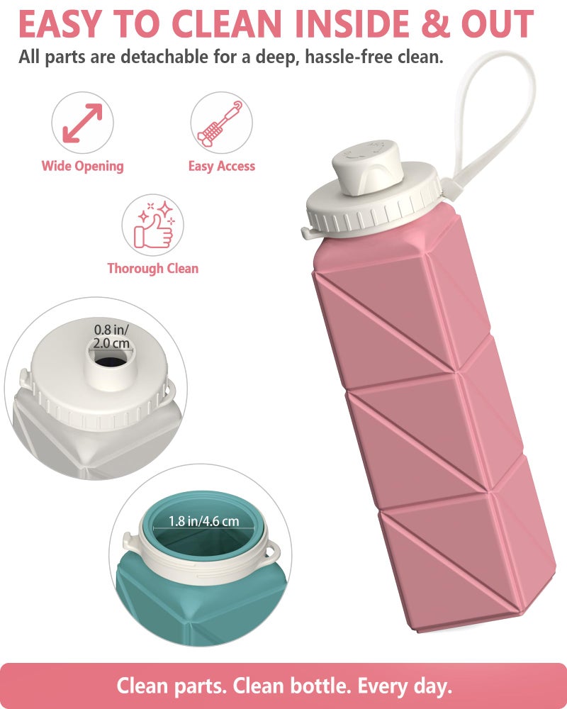 BEAUTAIL Collapsible Water Bottle 610 mL, Silicone Travel Water Bottle - Image 5