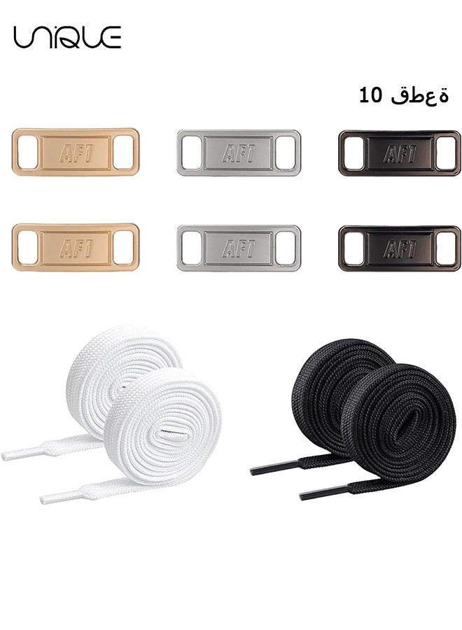 Unique 3 Pairs Shoe Lace Charms with 2 Pairs 120cm Shoelace Suit - Sneakers AF1 Shoe Lace Charms - Black and White Laces - Image 1