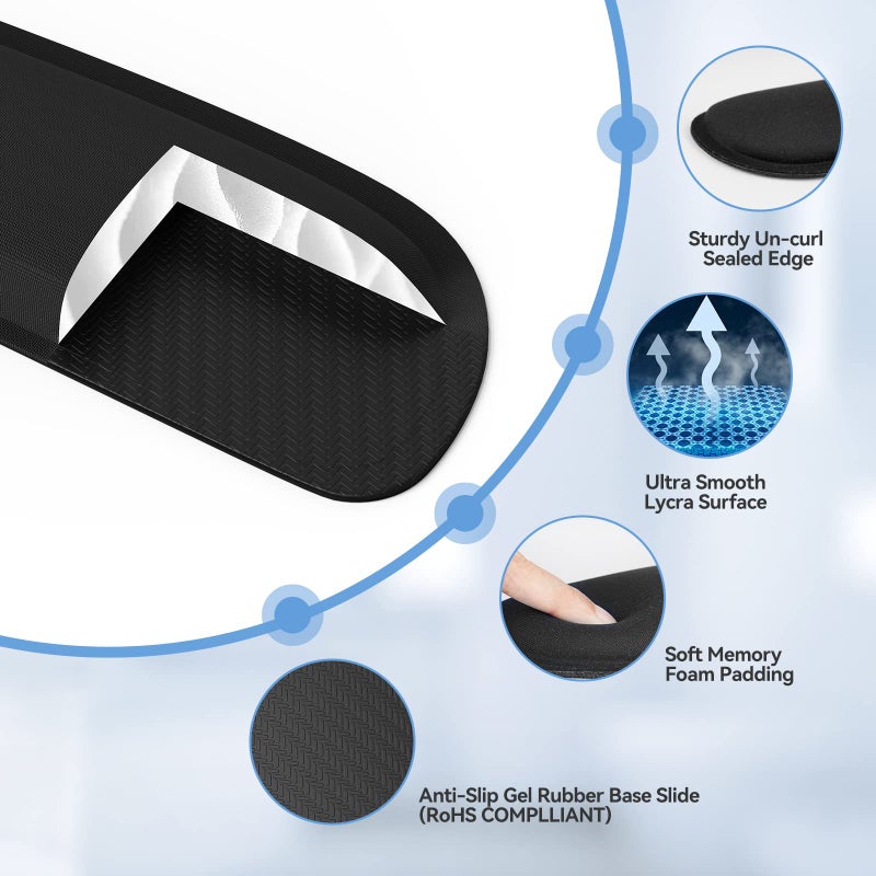 TECKNET Keyboard Wrist Rest and Mouse Pad with Wrist Support, Memory Foam Set for Computer/Laptop/Mac, Lightweight for Easy Typing & Pain Relief Ergonomic Mousepad (Black) - Image 4