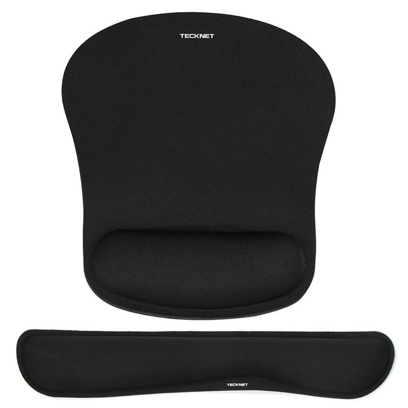 TECKNET Keyboard Wrist Rest and Mouse Pad with Wrist Support, Memory Foam Set for Computer/Laptop/Mac, Lightweight for Easy Typing & Pain Relief Ergonomic Mousepad (Black) - Image 1