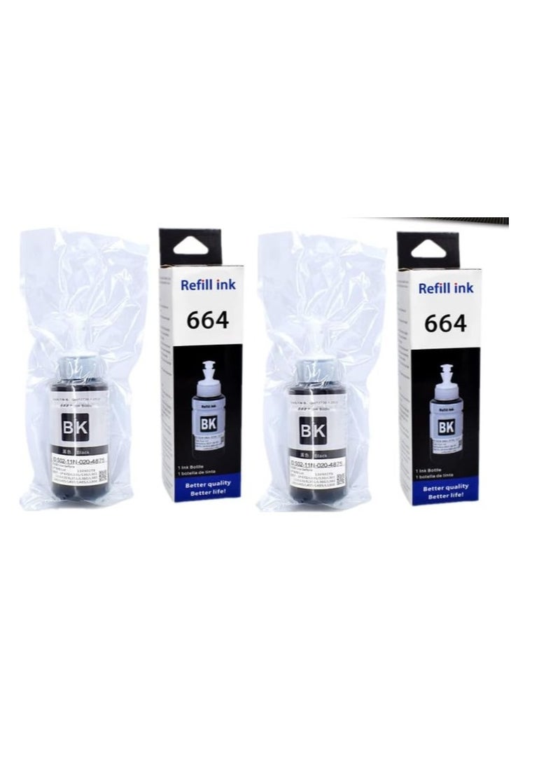 Terabyte ink 664 Black 70ml 2-Pack Ink for Epson for EcoTank T6641 for Epson L210 L220 L300 L355 L365 L555 L1300 - Image 1