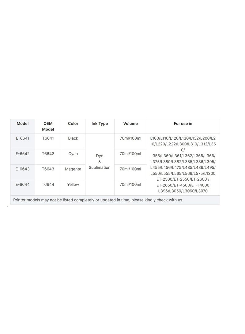 Terabyte ink 664 Black 70ml 2-Pack Ink for Epson for EcoTank T6641 for Epson L210 L220 L300 L355 L365 L555 L1300 - Image 2