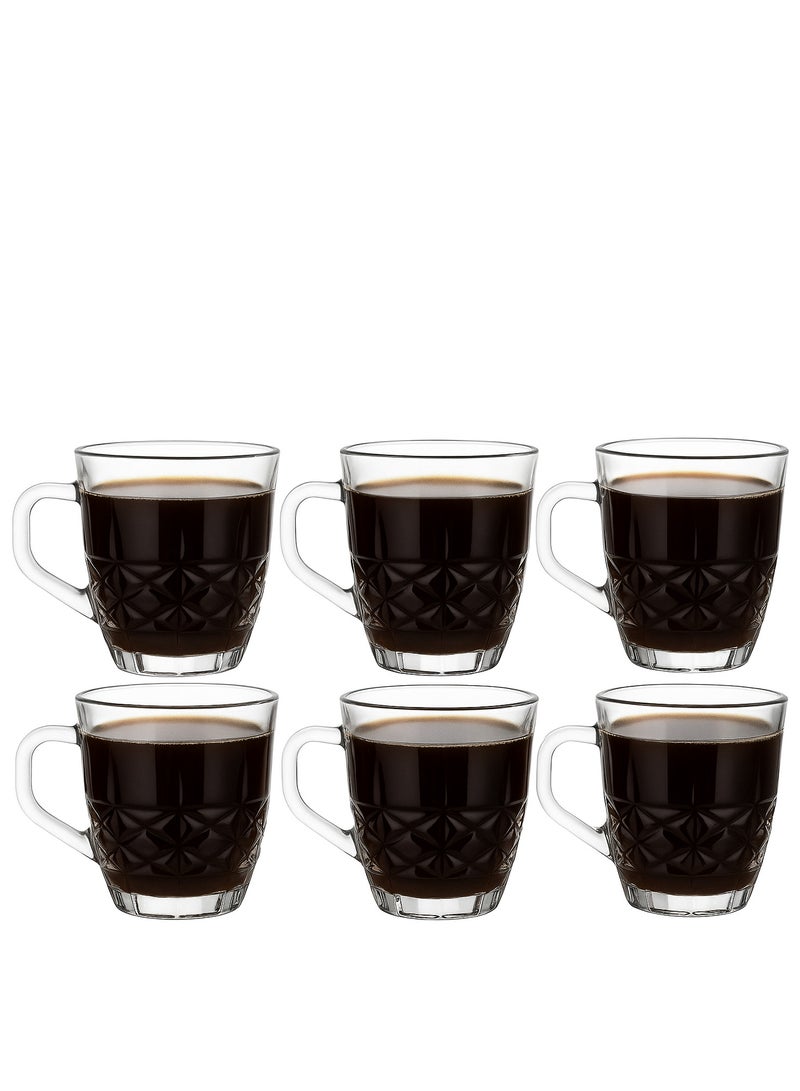 SAQOWARE Premium 6-Piece Crystal Tea Cups | Clear Glass Tea Mugs with Handle – Durable Tumbler Tea Glass Sett in Gift Packaging for Tea, Coffee, Cawa, Kahwa, Karak Tea, Black Tea | Perfect for Home, Office, Restaurants and Camping - Image 3
