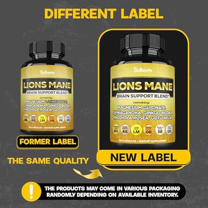 Satoomi Lions Mane Supplement Capsules with Magnesium with Ashwagandha Root, Ginkgo Biloba, Rhodiola Rosea and Gotu Kola - 210 Vegan Capsules - Support Brain Health, Positive Mood & Energy Production - Image 5