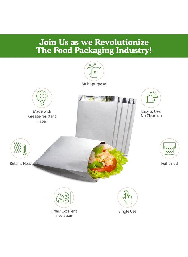 Regency Wraps Grease Resistant Serving Snack Bags, Aluminium Foil Lined Bags, Perfect for Hamburgers, Sandwiches, and More, Measures 5.25 x 7.5, Pack of 100 - Image 4