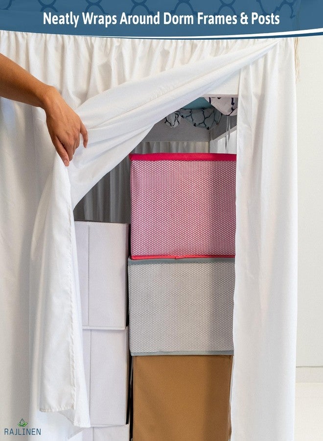 Rajlinen تنورة سرير سكني طويلة جداً من راجلين، 32" حافة مصممة، كشكش مضاد للغبار، 100% ميكروفايبر، مقاومة للتجاعيد، تناسب سهل، أساسية لسرير الكلية مثالية للأسرة المرتفعة، توين XL، أبيض - Image 4