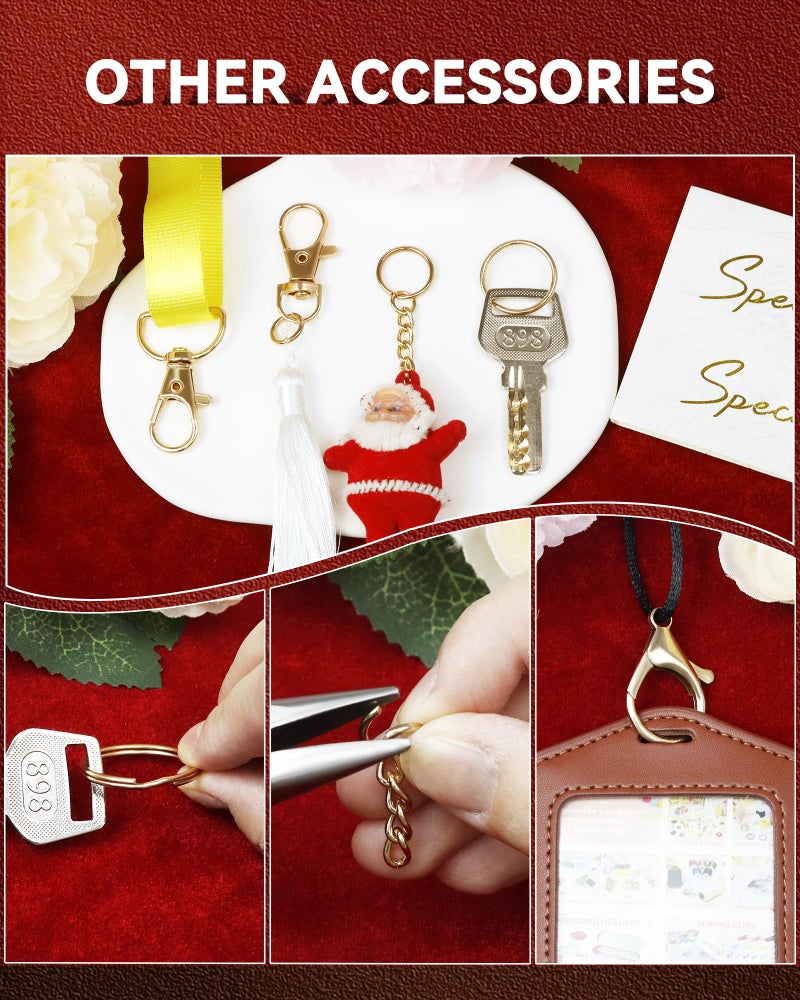 FIVEIZERO 325PCS FIVEIZERO Keychain Making Kit - Keychain Clips with Key Ring, Lobster Claw Clasp, Swivel Snap Hook, Jumprings & Extender Chain for Crafts, DIY Projects & Purse Making Supplies (Gold) - Image 4
