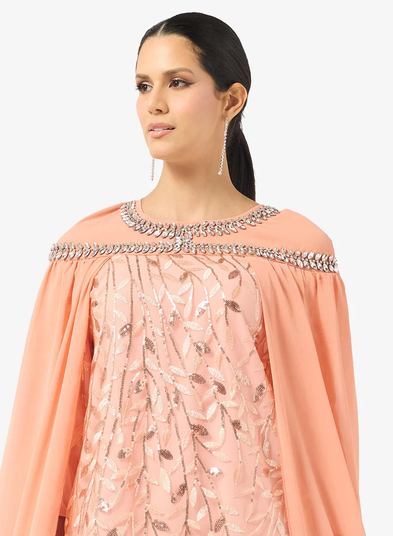 Khizana  Embellished Dress With Cape for Women | Best Price UAE