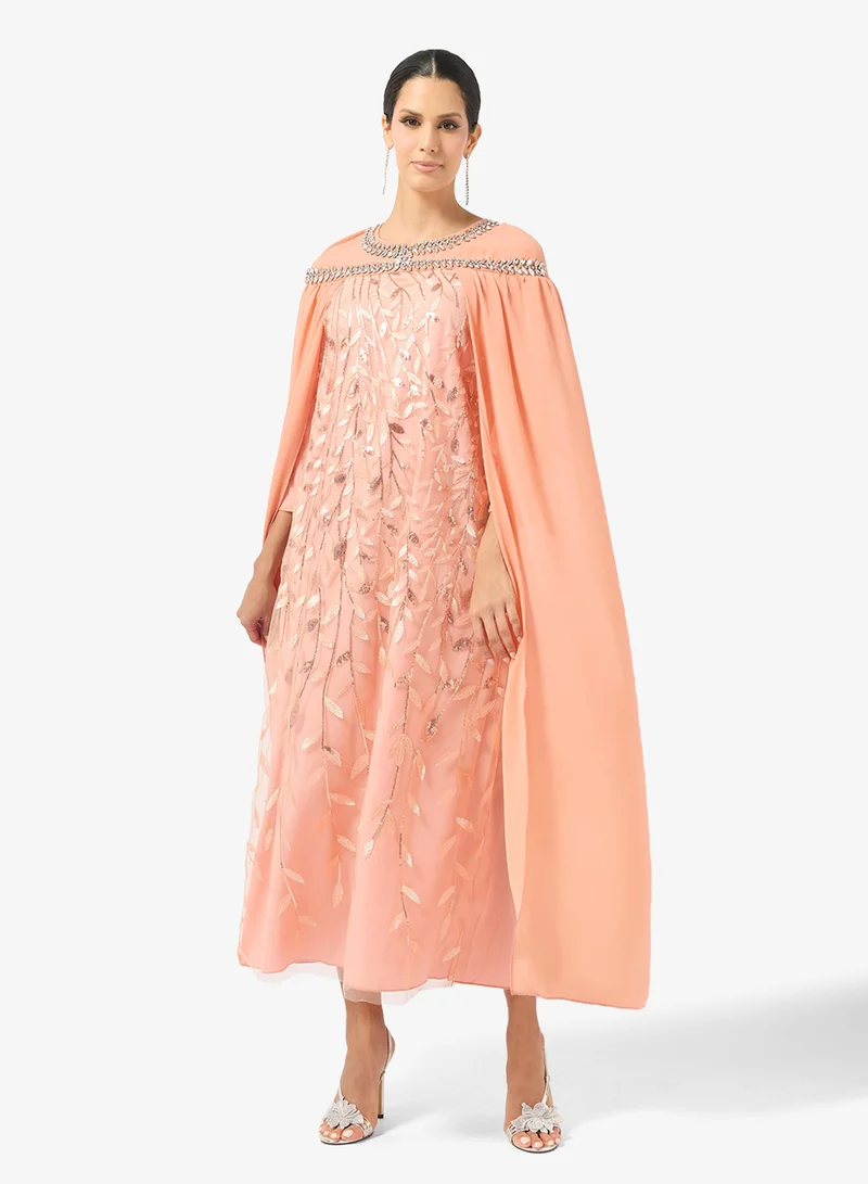 Khizana  Embellished Dress With Cape for Women | Best Price UAE