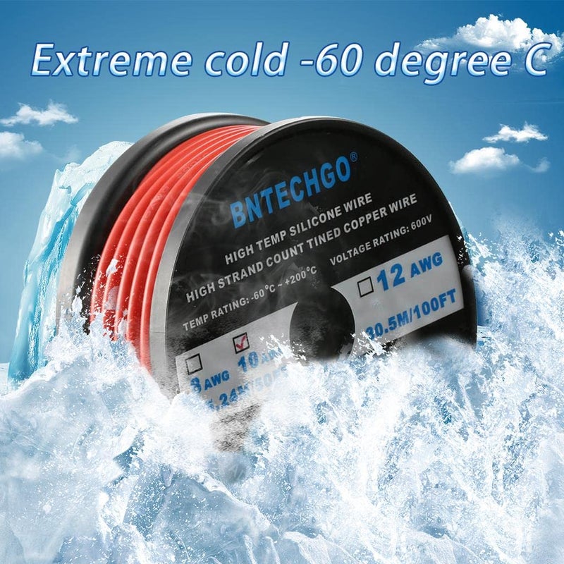 BNTECHGO 10 Gauge Silicone Wire Spool 50 ft Red Flexible 10 AWG Stranded Tinned Copper Wire - Image 4
