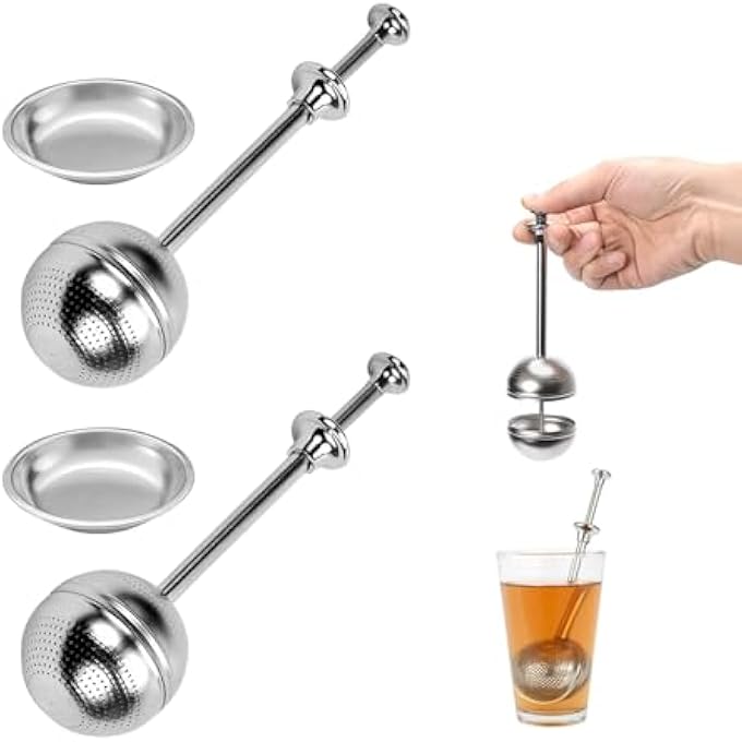 nalaina 2Pcs Tea Strainer Ball Stainless Steel Long Handle Tea Ball Infuser Set Fine Mesh Tea Diffuser Strainer Tea Ball 47Cm Ball Strainer Tea Filter For Tea Rose Coffee Spices - Image 1